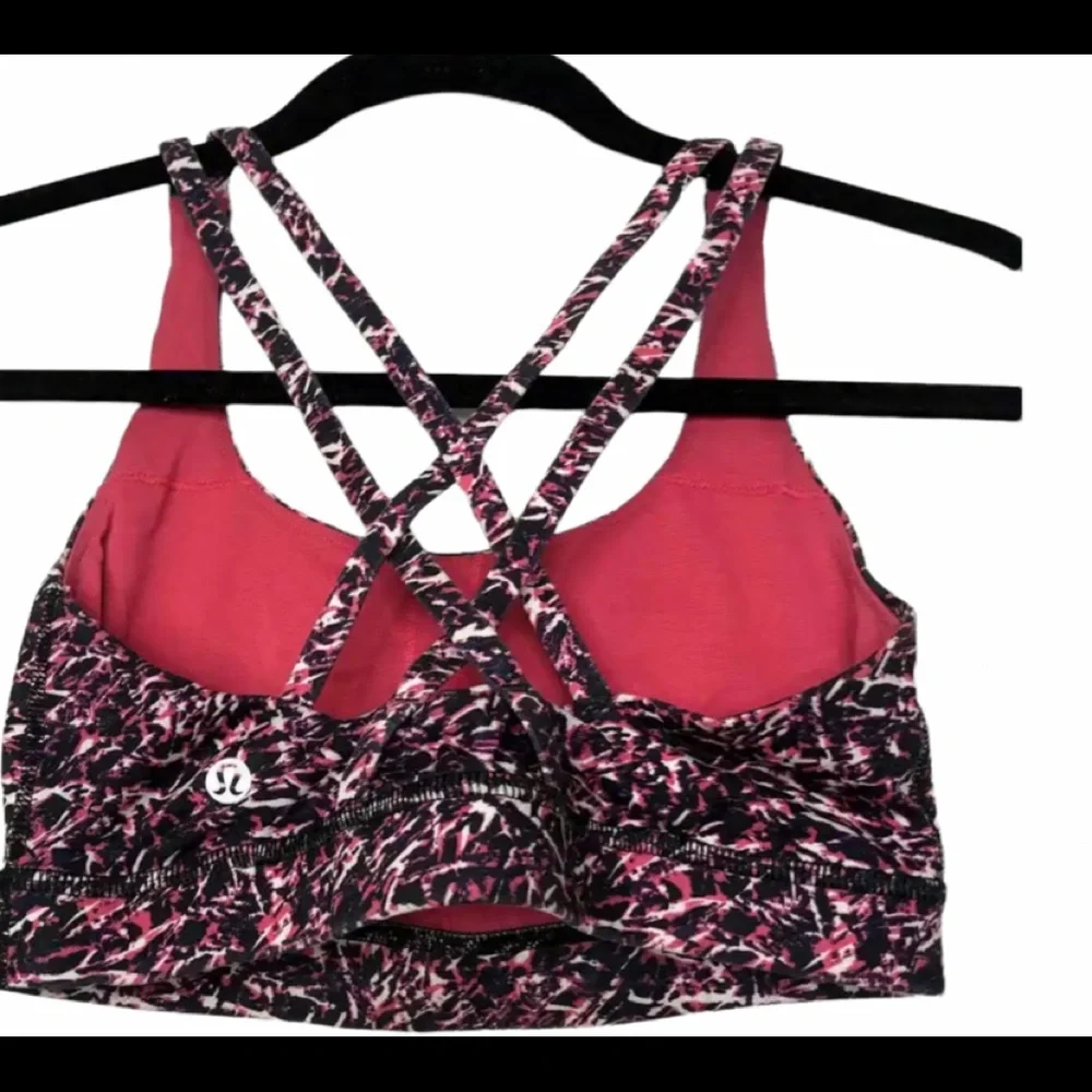 Lululemon energy bra long line burgundy splatter size 4 yoga athletic sport bra